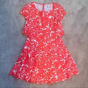 Joie Orange White Floral Palm Silk Dress Sz Small